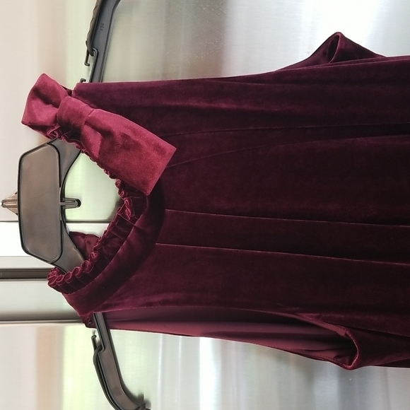 💕TED BAKER💕 Cornela Pleated Velvet Midi Dress ~ Oxblood TB4 US 10 NWT - Picture 16 of 17